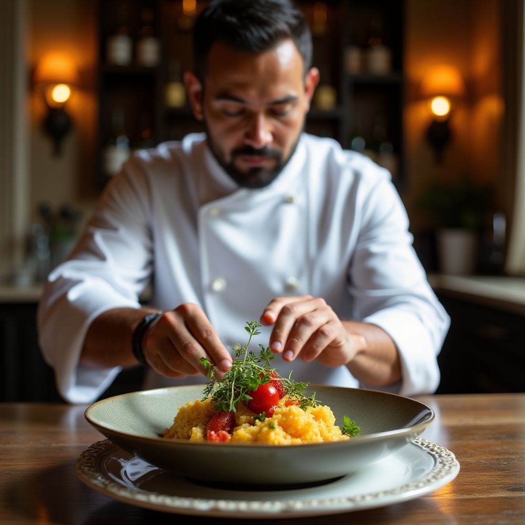 Chef préparant un plat français traditionnel
